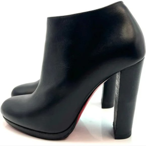 Christian Louboutin Shoes - ❌SOLD❌Christian Louboutin Black Leather Booties Chunky Block High Heels Ankle